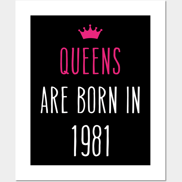 Queens are born in October 1981 Cool birthday and Halloween Gift Wall Art by SweetMay